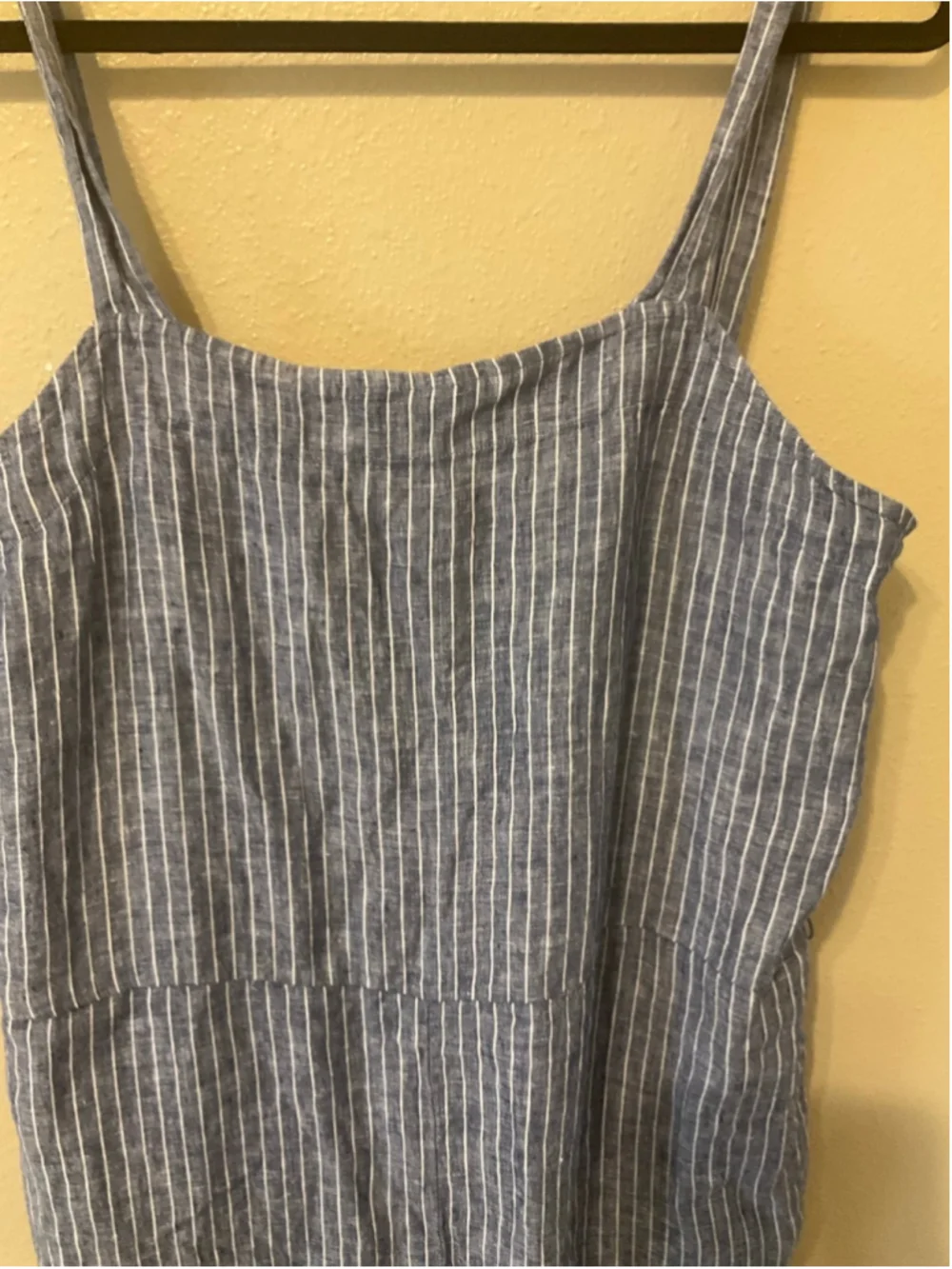 Quince Linen Blue White Stripe Jumpsuit XL Coastal Wide Leg